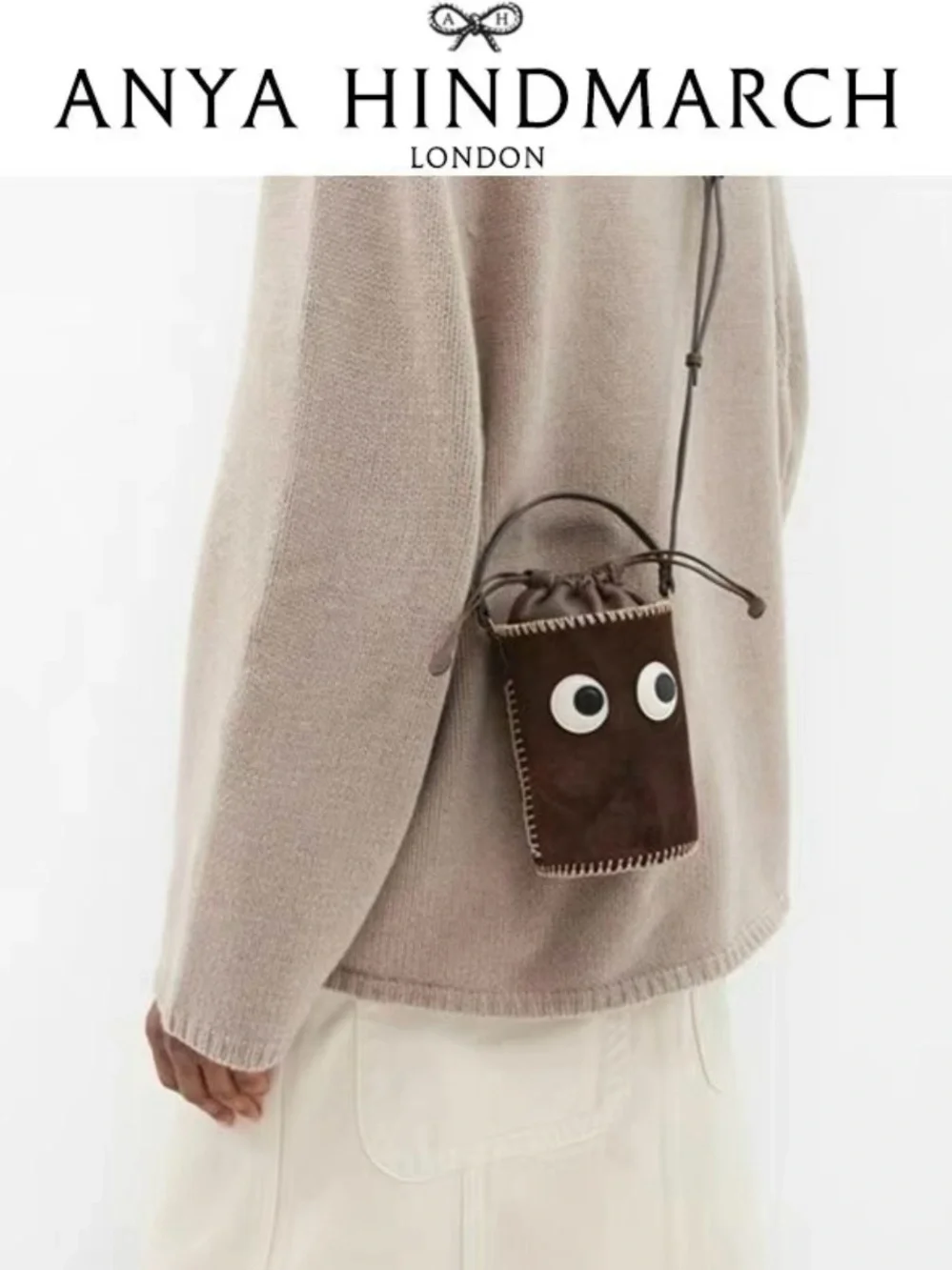 Anya Hindmarch eyes Brown Suede Bucket Crossbody - Picture 3 of 12